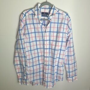 Vineyard Vines Classic Fit Murray Long Sleeve Shirt Mens M pink/Blue Plaid